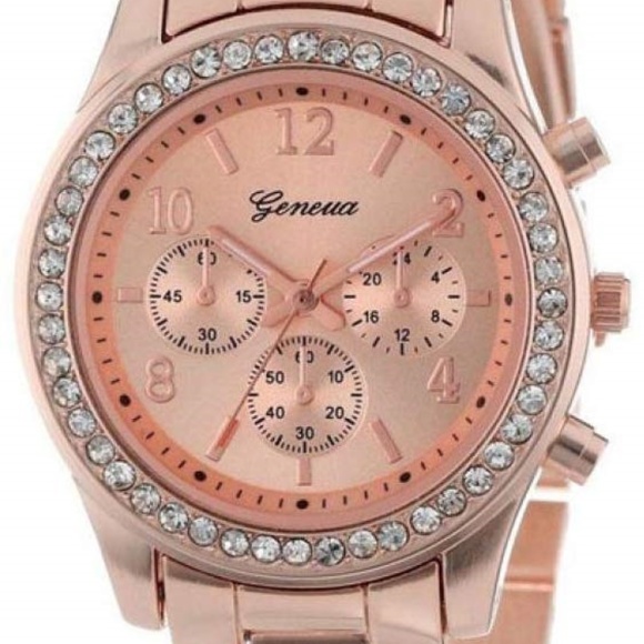 Rose Gold Geneva Women's Watch with Crystal Dial - Picture 1 of 4